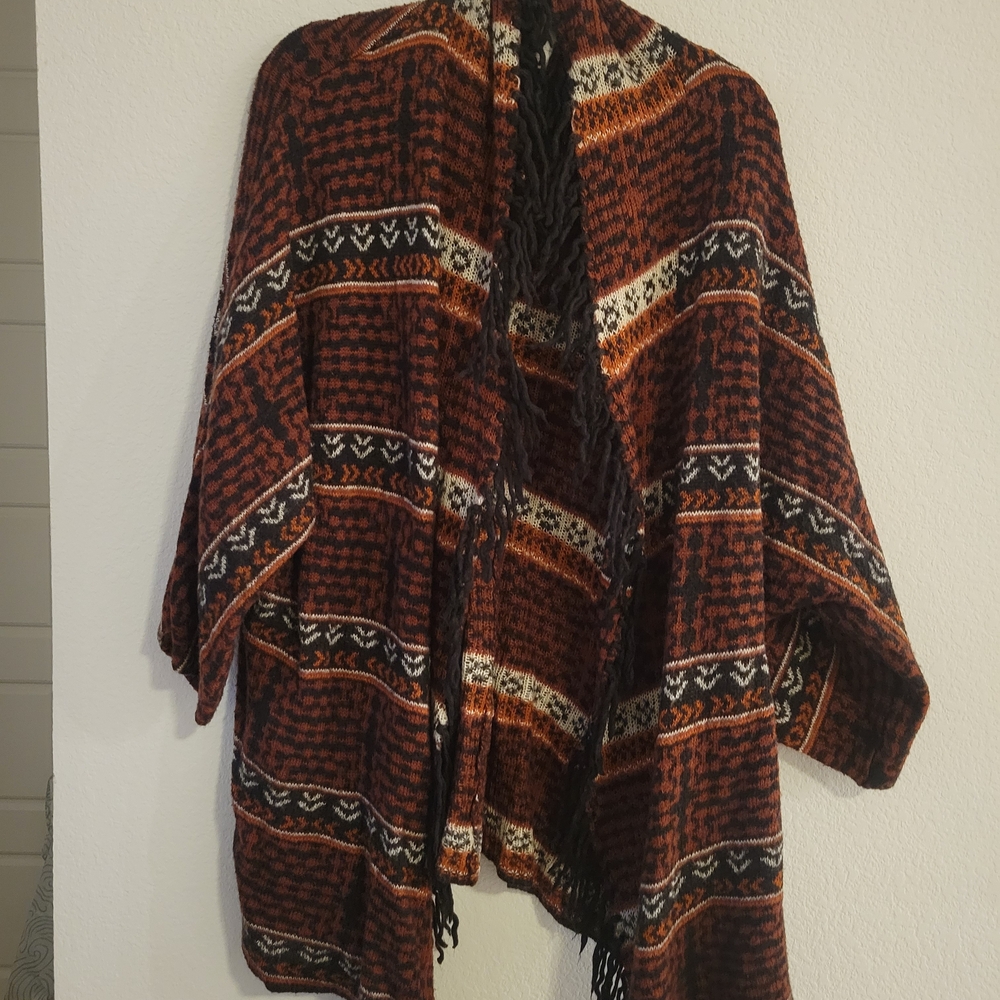 H&M Black and Orange Patterned Winter Sweater Cardigan - Picture 2 of 6